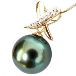 pendentif superbe en perle de tahiti or jaune et diamant
