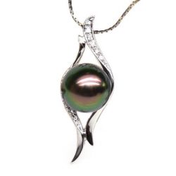 Pendentif perle tahiti or blanc