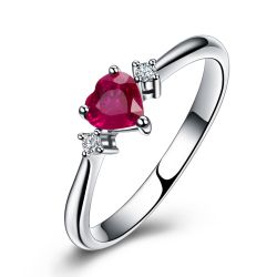 Bague Mon Petit Coeur d'Amour - Rubis, diamants, or blanc