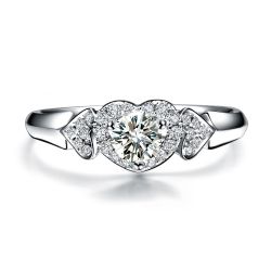 Bague solitaire diamants 3 coeurs