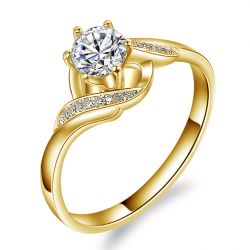 Bague de fiancailles solitaire Or jaune diamants