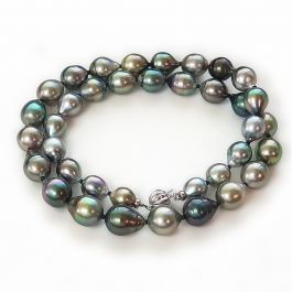 Collier Moana, perles de culture de Tahiti baroques multicolores