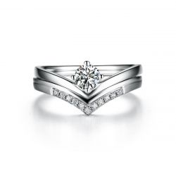 Bague Solitaire Accompagné Wonder Woman -  Bague de Fiançailles Or Blanc | Gemperles