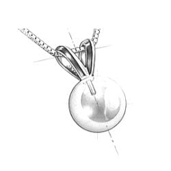 Pendentif Mikadzuki I Perle Akoya Saphir. Croissant de Lune