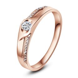 Alliance Femme solitaire diamants - Alliance moderne Or rose 18cts