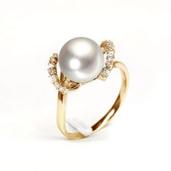 Bague Byzance I  Perle de culture, Or rose, Diamants