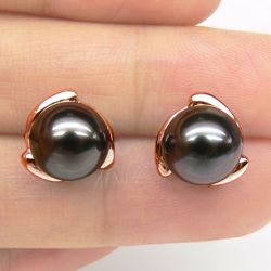 Boucles d'oreilles pétales d'or rose 750/1000 - Perles de Tahiti