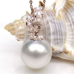 Pendentif Tasman enroulé - Perle d'Australie - Or rose, diamants