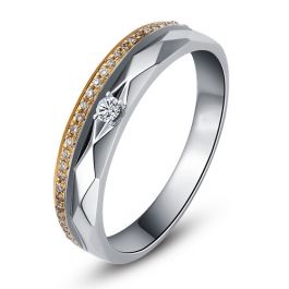 Bague Alliance Or 18 Carats Avec Diamants - 0,45 Ct, 2,52 G, Style éternité - Neuf Sans Emballage, Or Jaune, Sublime !