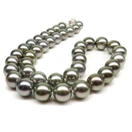 Collier Artisan Perles Tahiti Eau Douce - Onyx - Quartz - Agathe - 46 Cm - Plaqué Argent