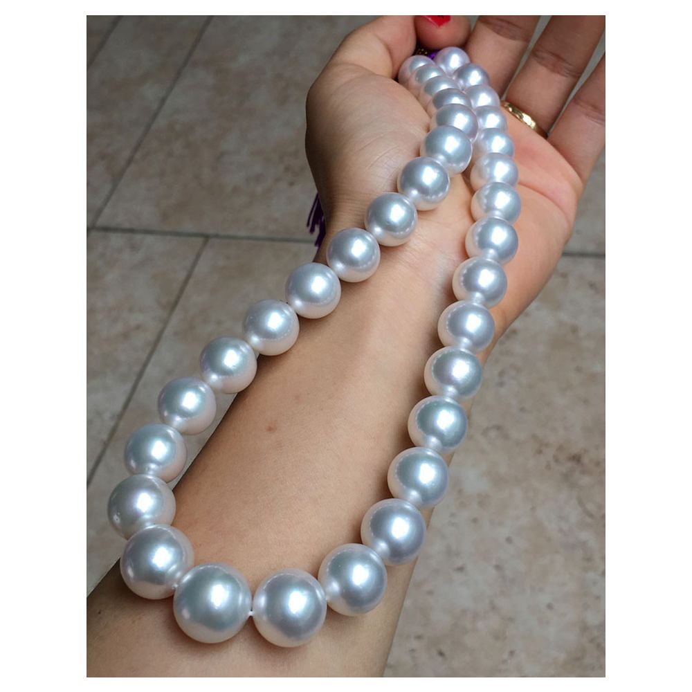 Collier perles des mers du sud blanches - Perle Australie 12/14mm - 5