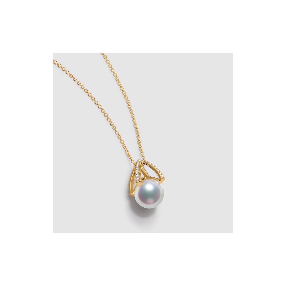 Pendentif perle Akoya Japon. Diamant, Or jaune I Masako - 6
