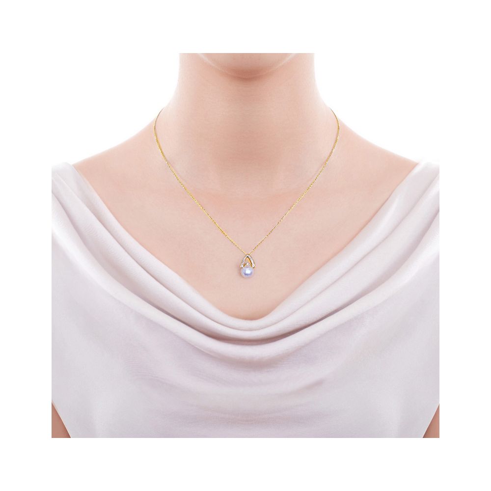 Pendentif perle Akoya Japon. Diamant, Or jaune I Masako - 2