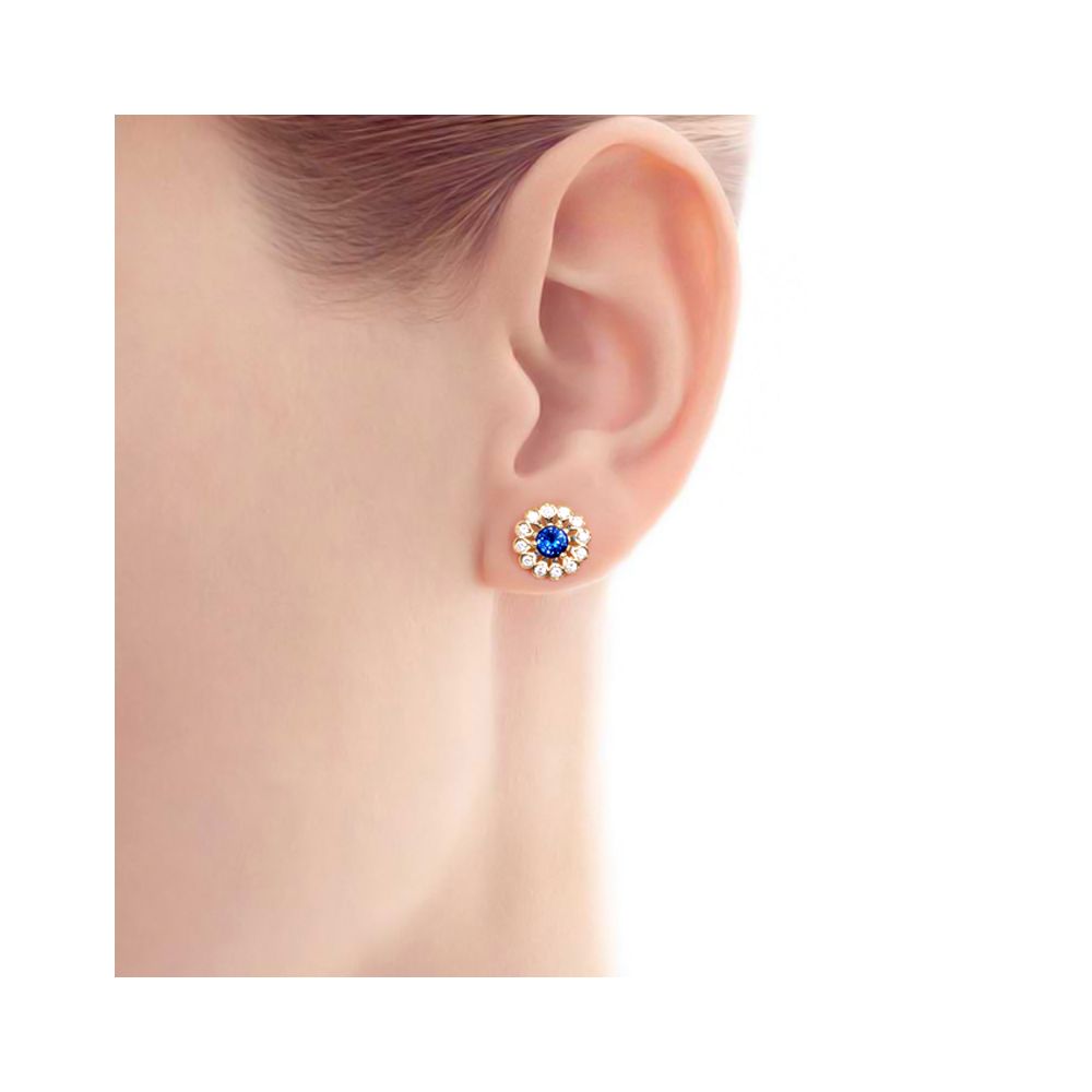 Boucle d oreille bleu de Médicis - Saphir, or jaune, diamant - 2