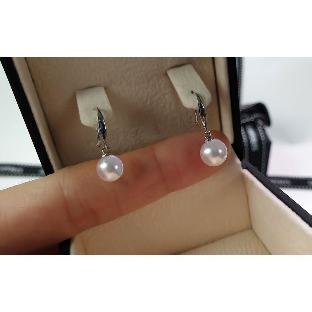 Boucles oreilles perles Akoya mer du Japon, 7/7.5mm - Or blanc 18cts - 4