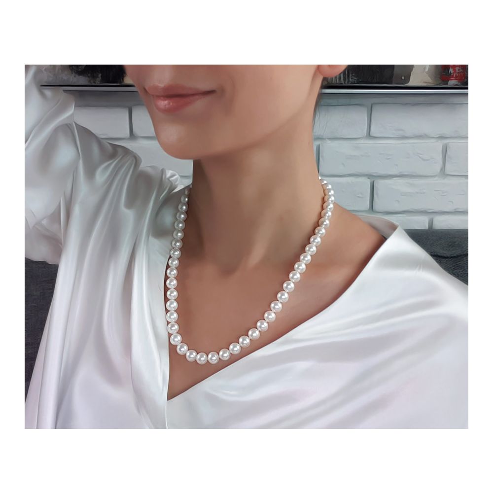 Collier perles eau douce blanches - Perles de culture - 8.5/9.5mm AAA - 3