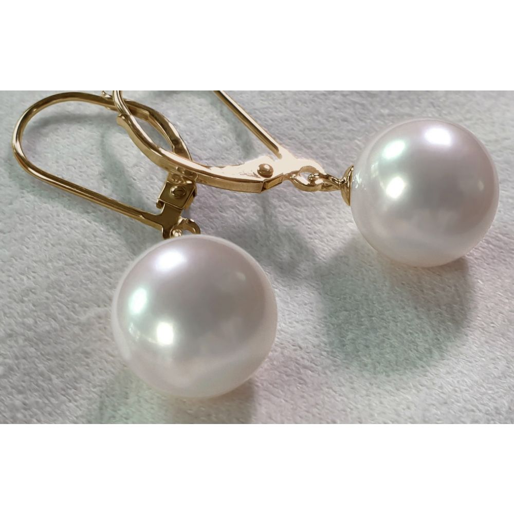 Boucles dormeuses perles eau douce blanches - AAA - Or jaune - 3