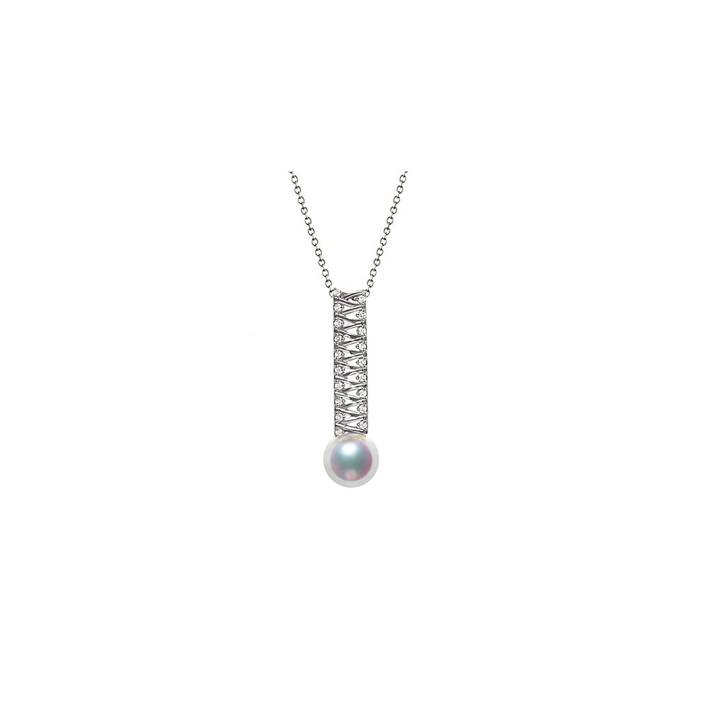 Pendentif perle du Japon. Or blanc, diamant - Hatsune Miku - 1
