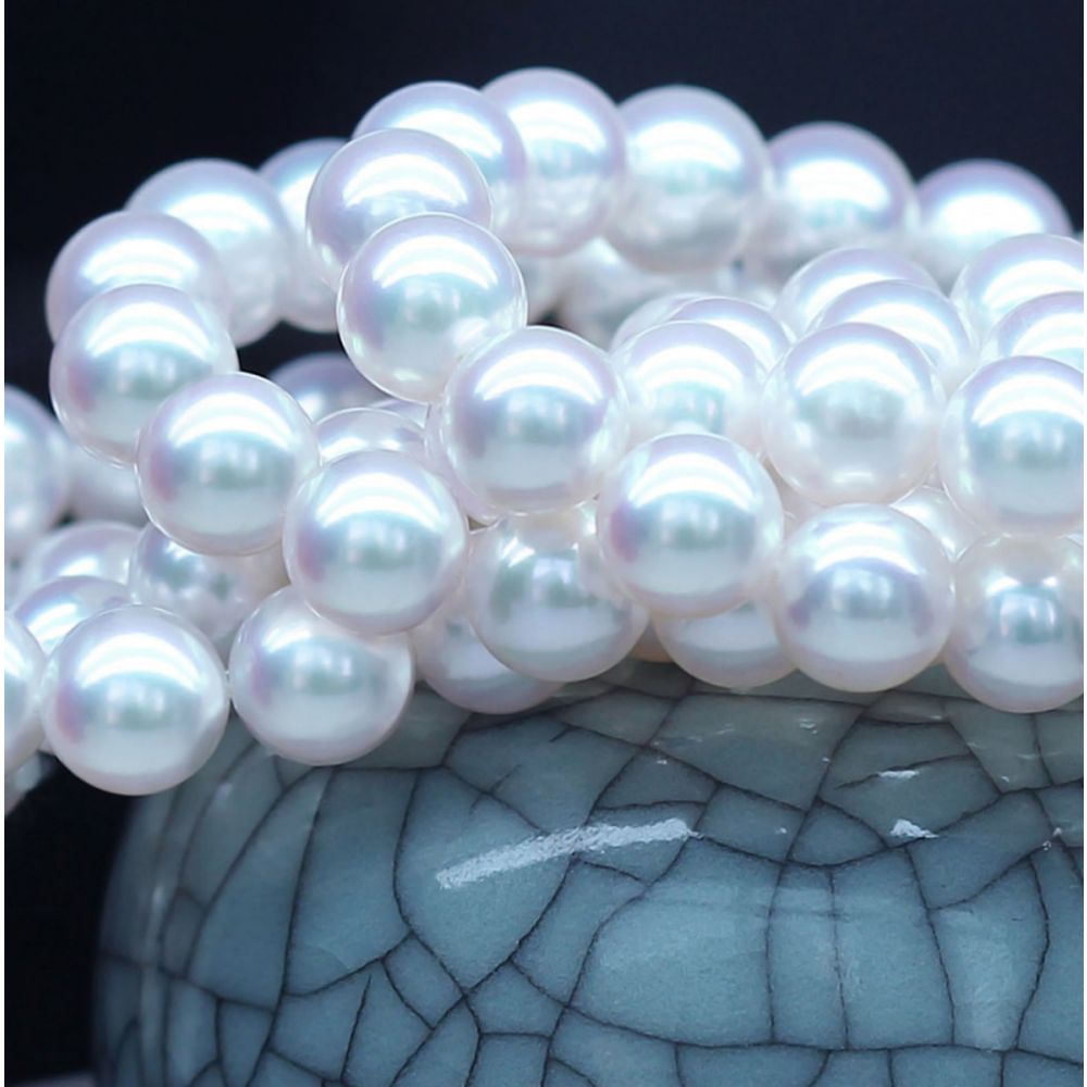Collier luxe haute joaillerie - Perles fines Akoya Japon - 9/9.5mm - 4