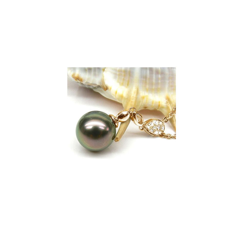 Pendentif Arue - Perle de Tahiti - Or jaune, diamants - 2