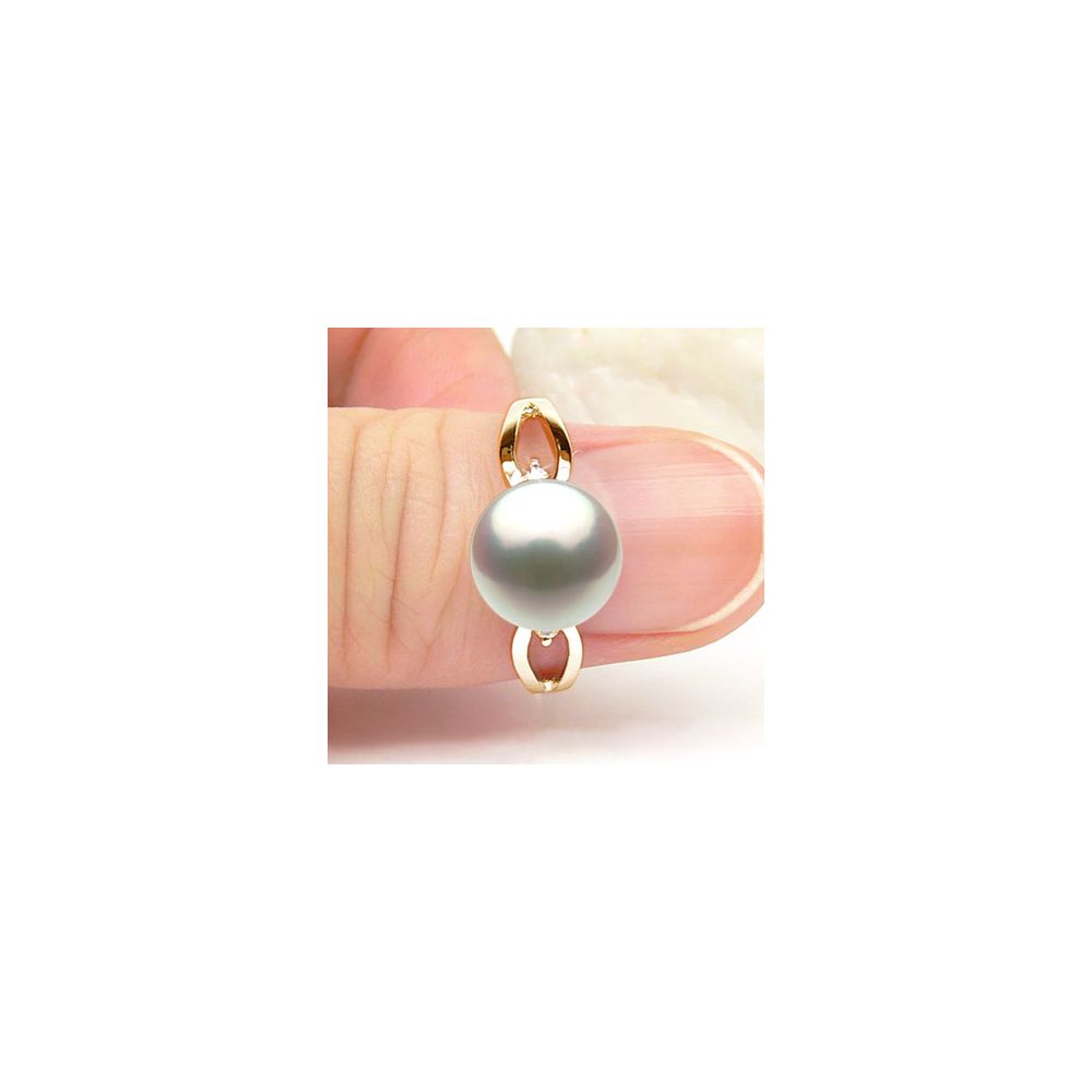 Bague jaune perle culture - Or, Perle Akoya du Japon et diamants - 4