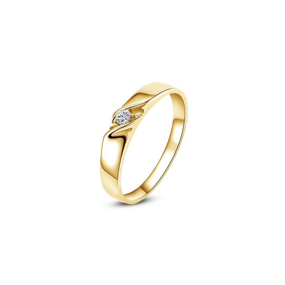 Alliance mariage en or - Alliance Homme - Or jaune 18 carats - Diamant - 1