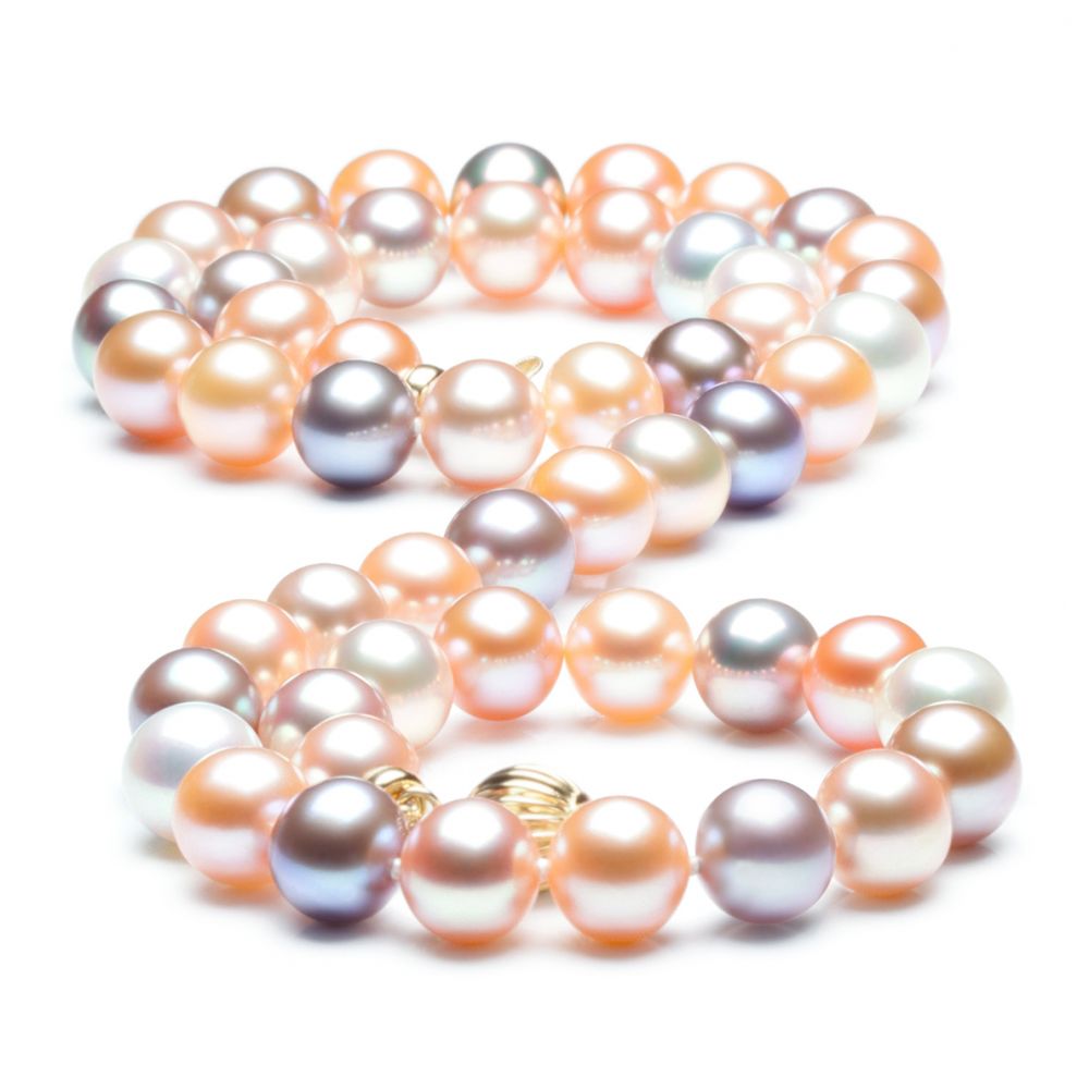 Collier perles multicolores - Perles de culture de Chine - 7.5/8mm  - 1