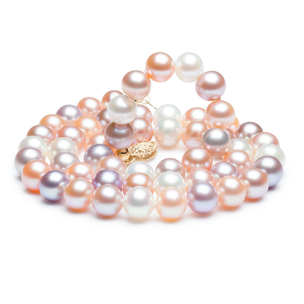 Collier de perles multicolores - Collier perles eau douce - 6.5/7mm - 3