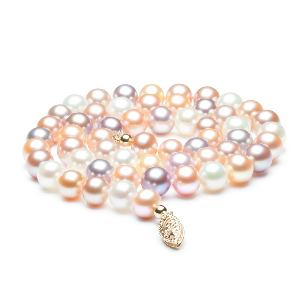 Collier de perles multicolores - Collier perles eau douce - 6.5/7mm - 1