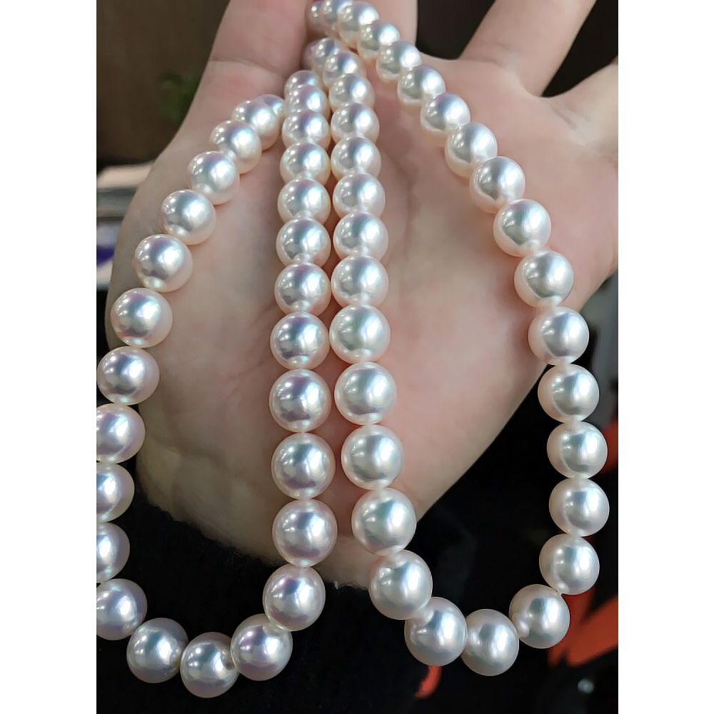 Collier luxe haute joaillerie - Perles fines Akoya Japon - 9/9.5mm - 5