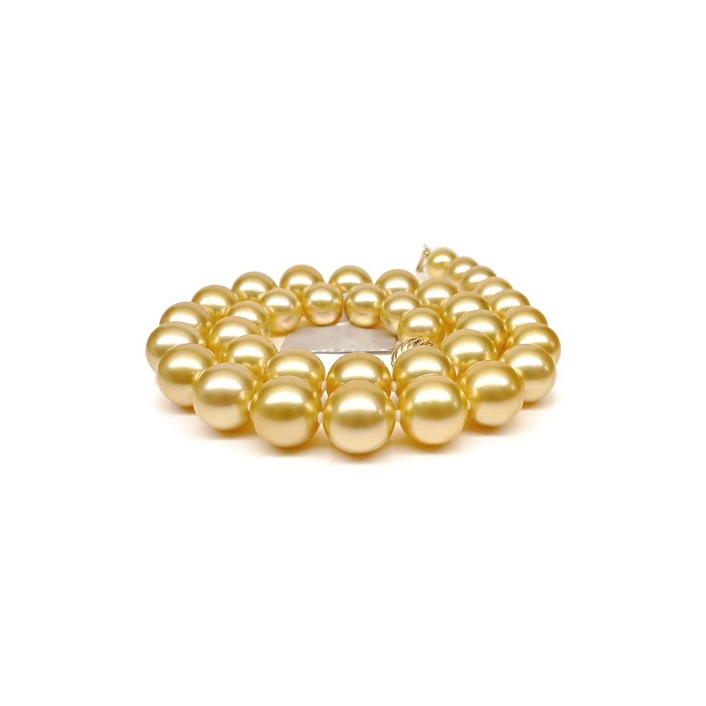 Collier grosses perles d'Australie dorées - Perles rares 11/13mm - 1