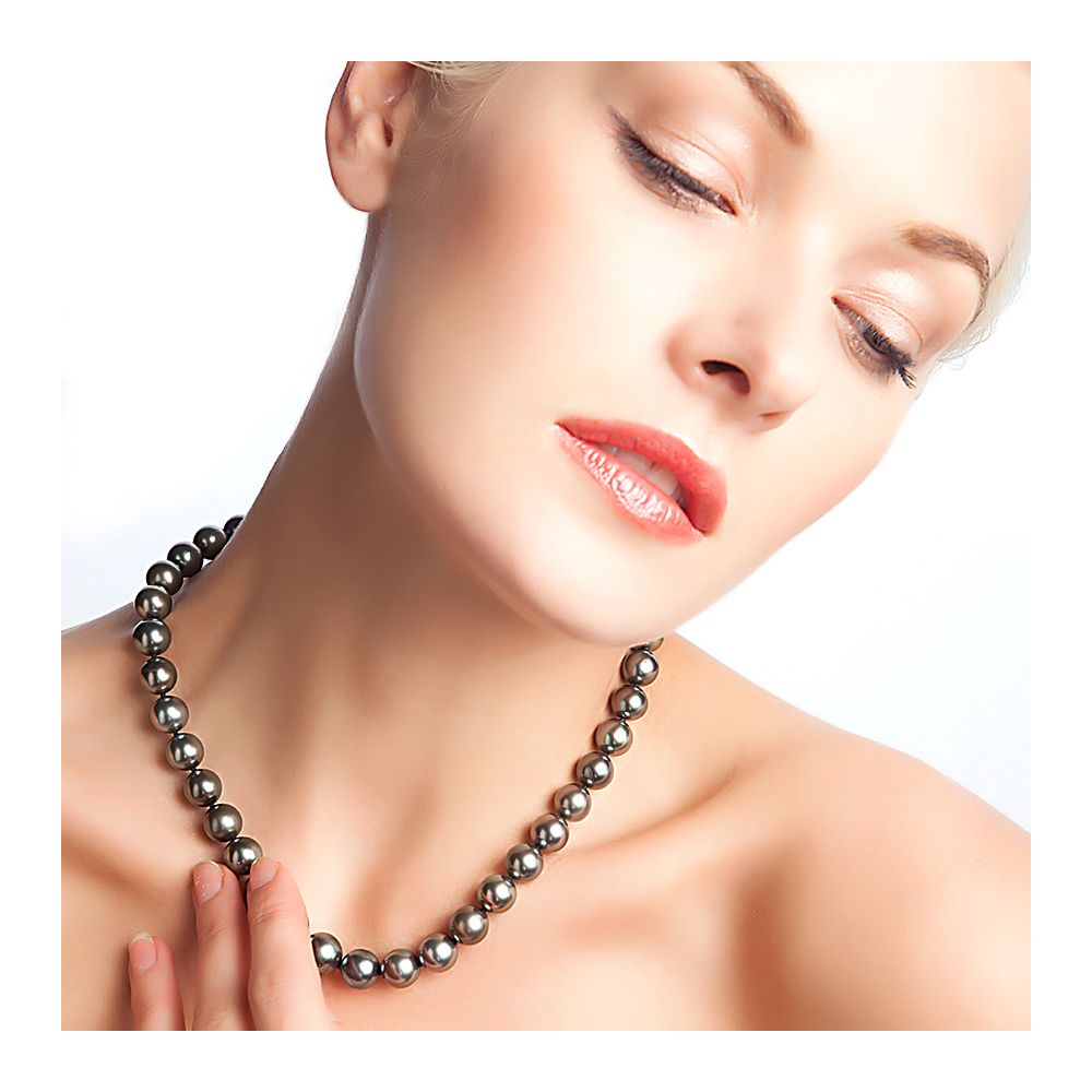 Collier perles de Tahiti noires - Perle de culture Polynésie 9/10mm - 2