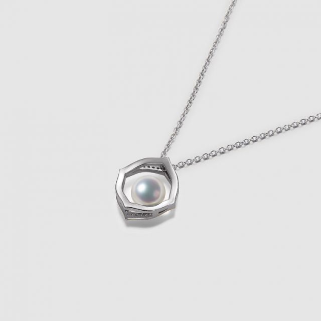 Pendentif or blanc perle culture Akoya, Diamant - Coco Chanel