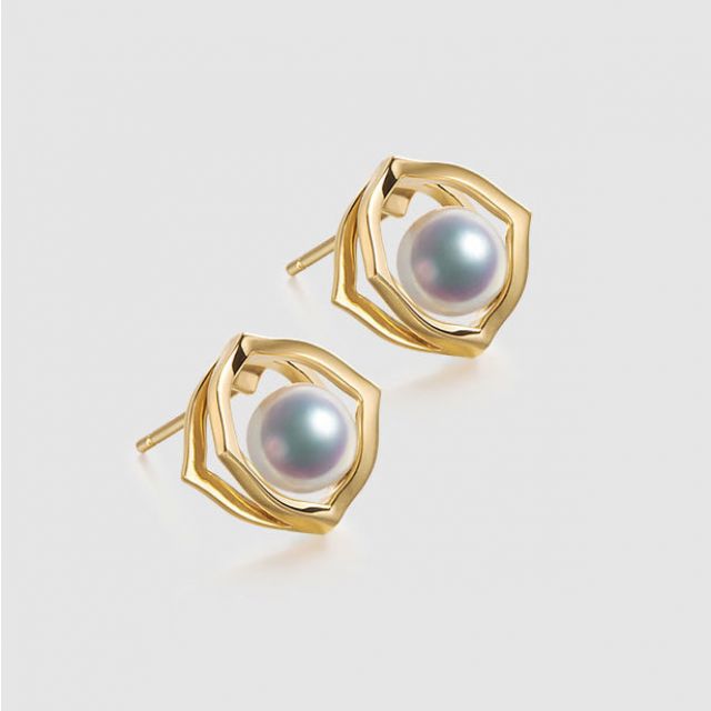 Boucle d oreille perle de culture - Perle Akoya Or jaune - Coco Chanel