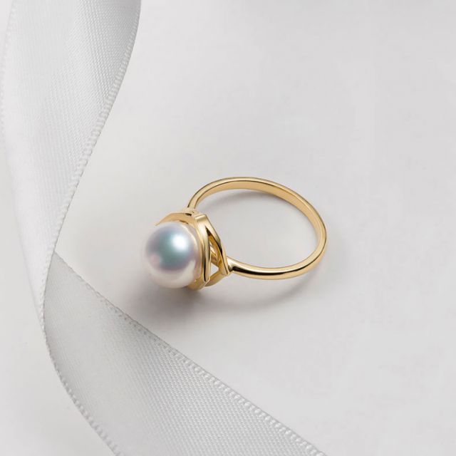 Bague perle de culture - Perle Akoya Japon - Or jaune - Coco Chanel