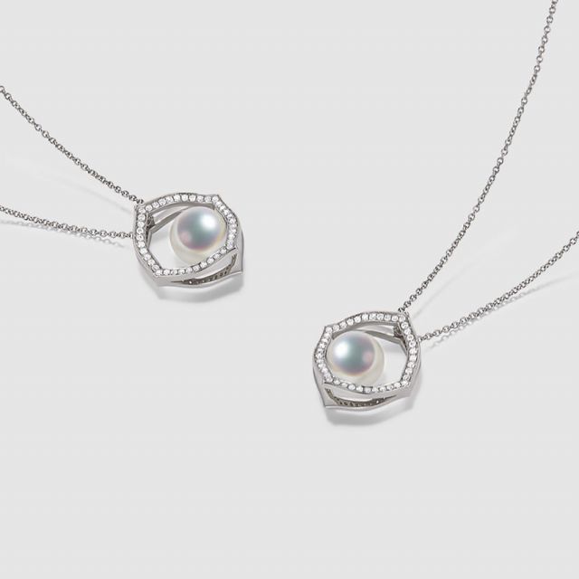 Pendentif or blanc perle culture Akoya, Diamant - Coco Chanel