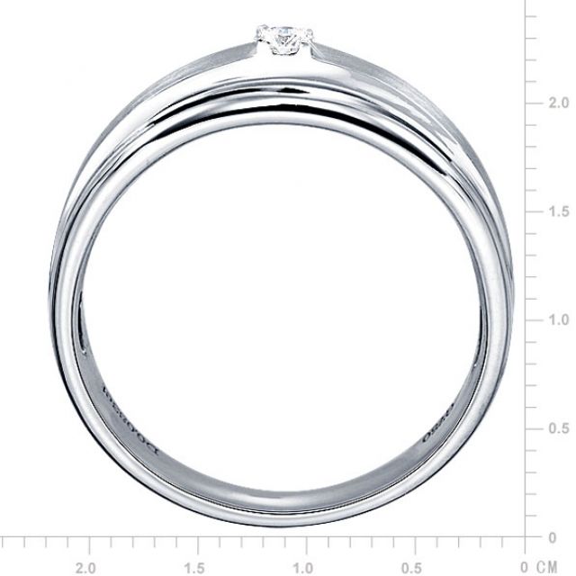 Bague anneau moderne Homme - Or blanc et Diamant central 0.083ct