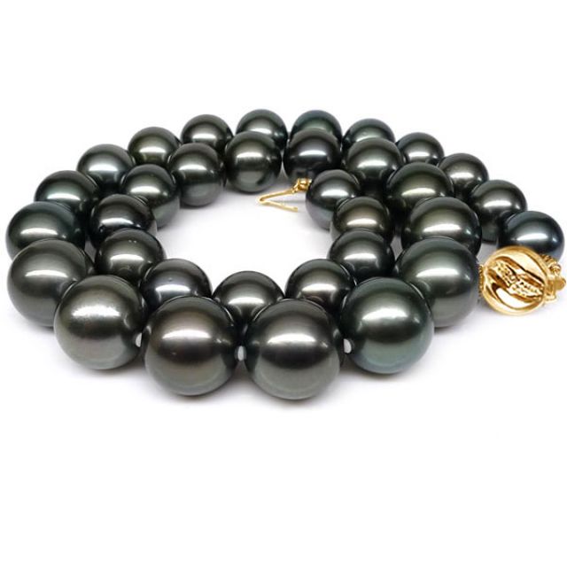 Collier perles Tahiti noires - Perle de culture Pacifique - 11/13mm