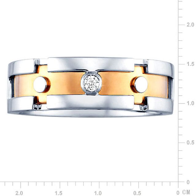 Bague anneau originale pour Homme - Métal 2 ors 18cts - Diamant