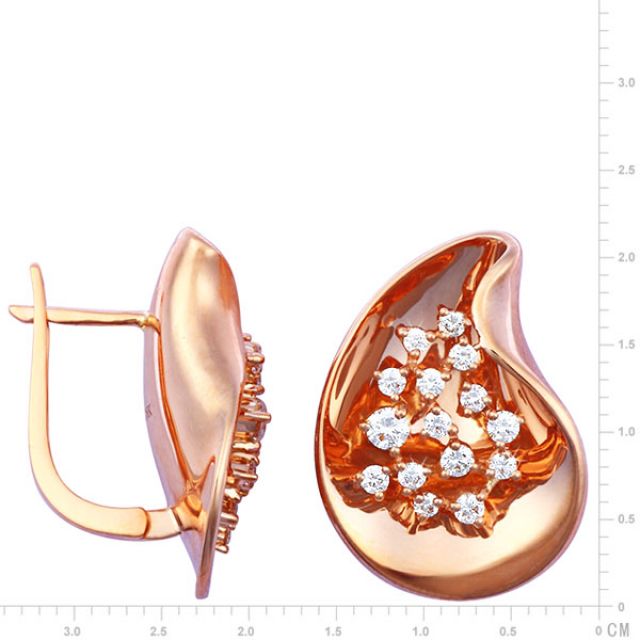 Boucles d'oreilles or rose - Diamants fixés en suspension 0.77ct