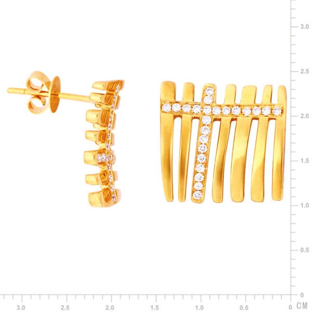 Paire de pendants d'oreilles en or jaune 18 carats - Diamants 0.23ct