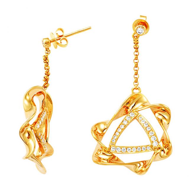 Boucles d'oreilles étoiles sensuelles en or jaune 18cts - Diamants