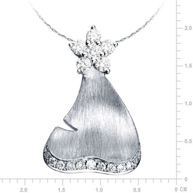 Pendentif nature - Création joaillière or blanc - Diamants 0.25ct