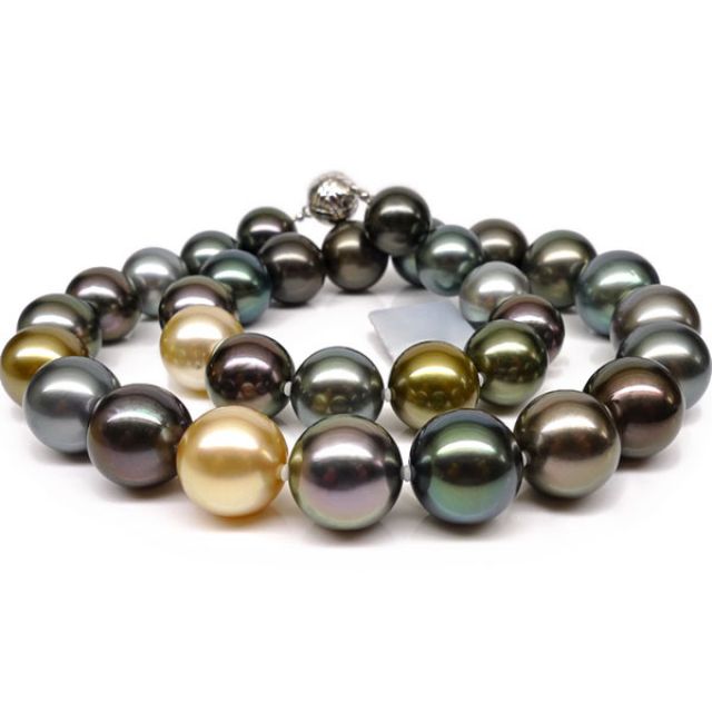 Collier en perles de Tahiti multicolores - Perle de culture - 12/14mm