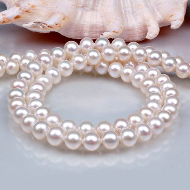 Collier perles 2 rangs - Collier perles mariage - 6.5/7mm