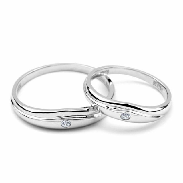 Modèles alliances mariage - Alliances duo classiques - Or blanc, diamants
