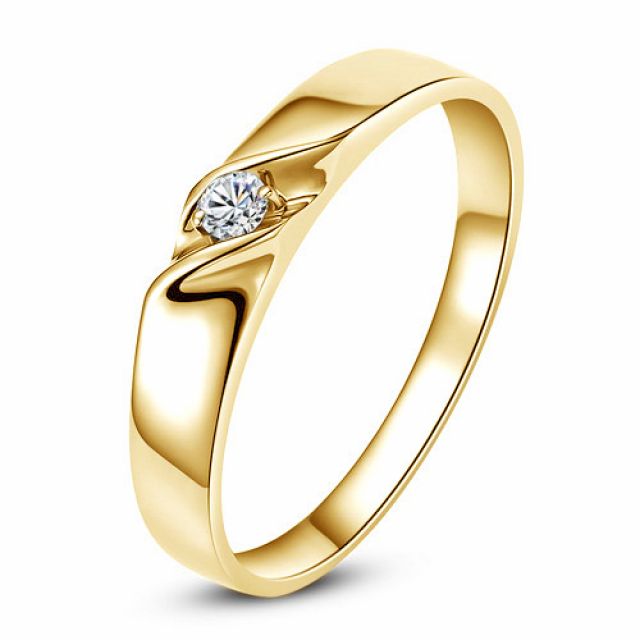 Alliance mariage en or - Alliance Femme - Or jaune 18 carats - Diamant