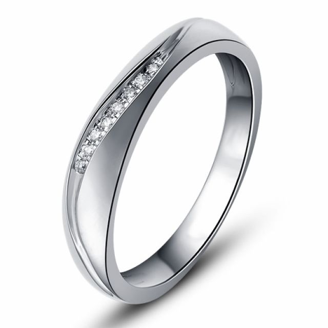 Alliance or mariage - Alliance diamants - Or blanc, Femme