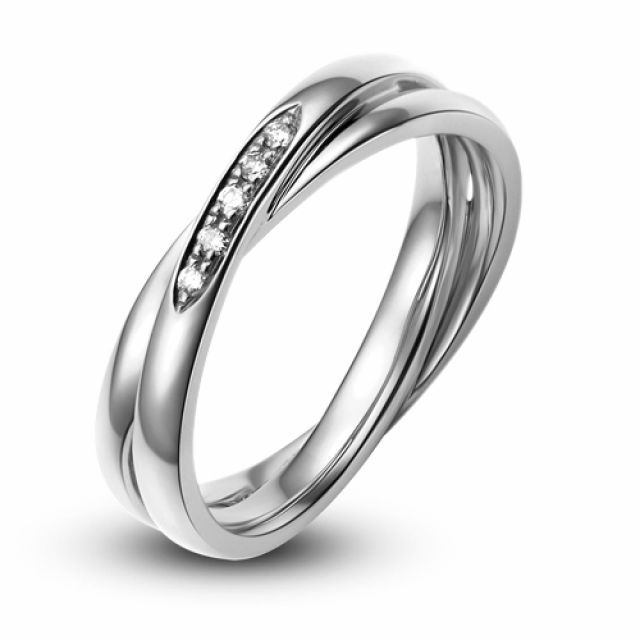 Alliance 2 anneaux or blanc Femme - Diamants | Marthe