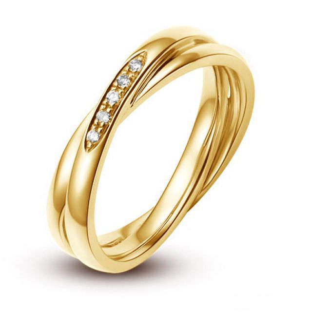 Alliance 2 anneaux or jaune Femme - Diamants | Jessica